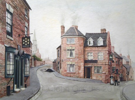 The White Swan and on the left, The Seven Stars. The road to the left is Bath Street with Dudley Street on the right.