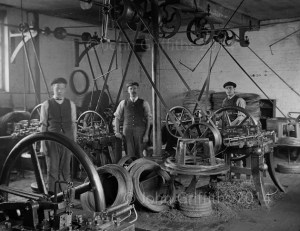 The wire shop with the staff standing smartly to attention.