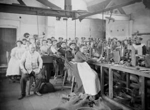 Nearly all ladies and girls again but this time in the assembly shop with a very weary looking foreman in the foreground.