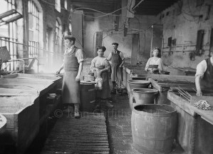 The electroplating shop at Eylands. Bubbling vats of electrically charged chemicals and the only protection for the staff is an open window!