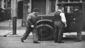 The lorry outside the White Hart...which is spelt, for the film, Harte.