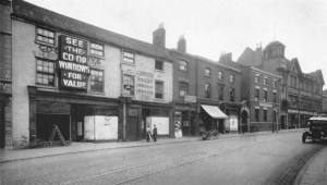 The old Co-op buildings prior to demolition.