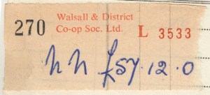 The familiar stub from the Walsall & District Co-op.