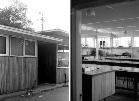 The entrance to the "new" block built in the late 1950s that housed the science and art departments.